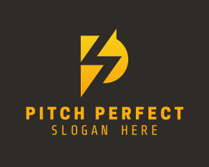 Yellow Lightning Letter P logo design