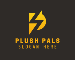 Yellow Lightning Letter P logo design