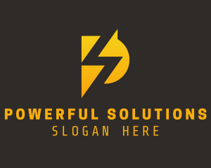 Yellow Lightning Letter P logo design