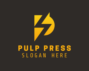 Yellow Lightning Letter P logo design