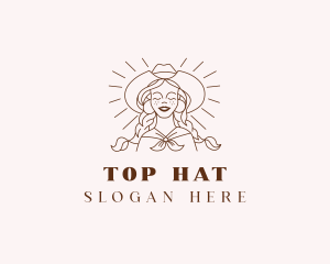 Western Cowgirl Woman logo design