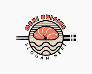 Salmon Sushi Cuisine logo design