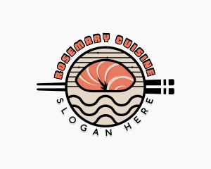 Salmon Sushi Cuisine logo design