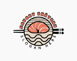 Salmon Sushi Cuisine logo design