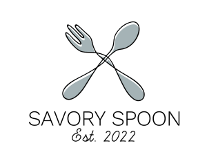 Spoon Fork Food Utensil logo design