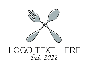 Recipe - Spoon Fork Food Utensil logo design