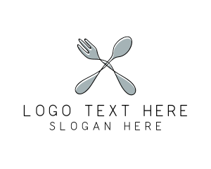 Spoon Fork Food Utensil logo design