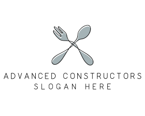 Spoon Fork Food Utensil logo design