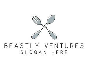 Spoon Fork Food Utensil logo design