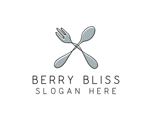 Spoon Fork Food Utensil logo design