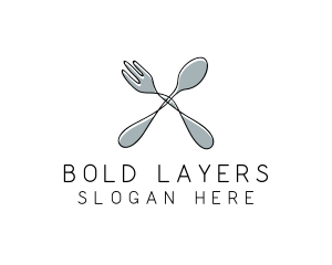 Spoon Fork Food Utensil logo design