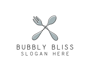 Spoon Fork Food Utensil logo design