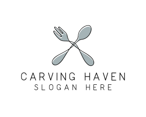 Spoon Fork Food Utensil logo design