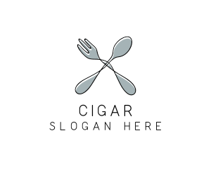 Spoon Fork Food Utensil logo design