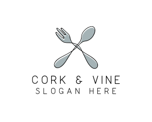 Spoon Fork Food Utensil logo design