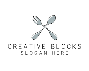 Spoon Fork Food Utensil logo design