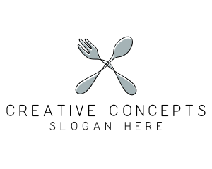 Spoon Fork Food Utensil logo design