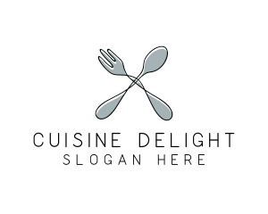 Spoon Fork Food Utensil logo design