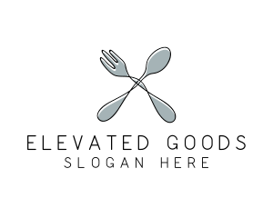 Spoon Fork Food Utensil logo design