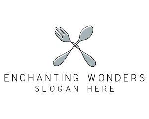 Spoon Fork Food Utensil logo design