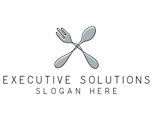 Spoon Fork Food Utensil logo design