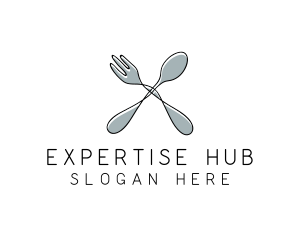 Spoon Fork Food Utensil logo design