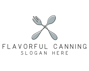 Spoon Fork Food Utensil logo design