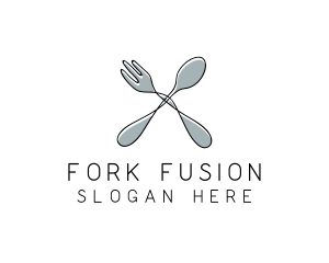 Spoon Fork Food Utensil logo design