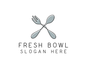 Spoon Fork Food Utensil logo design