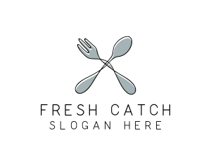 Spoon Fork Food Utensil logo design