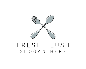 Spoon Fork Food Utensil logo design