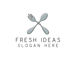 Spoon Fork Food Utensil logo design