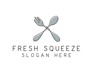 Spoon Fork Food Utensil logo design