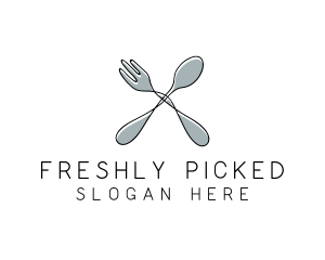 Spoon Fork Food Utensil logo design