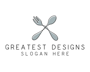 Spoon Fork Food Utensil logo design