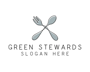 Spoon Fork Food Utensil logo design