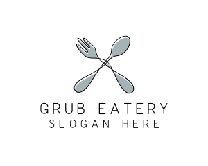 Spoon Fork Food Utensil logo design