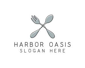 Spoon Fork Food Utensil logo design