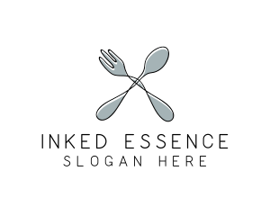 Spoon Fork Food Utensil logo design