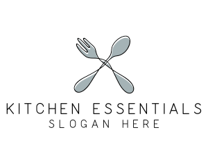 Spoon Fork Food Utensil logo design