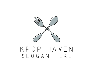 Spoon Fork Food Utensil logo design