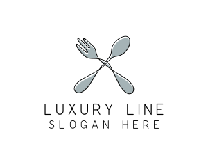 Spoon Fork Food Utensil logo design