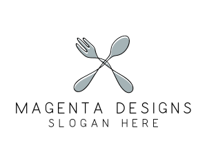 Spoon Fork Food Utensil logo design