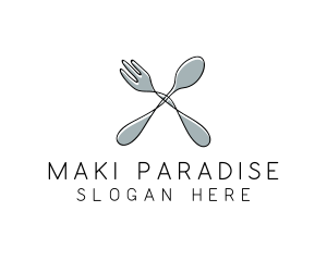 Spoon Fork Food Utensil logo design