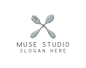 Spoon Fork Food Utensil logo design