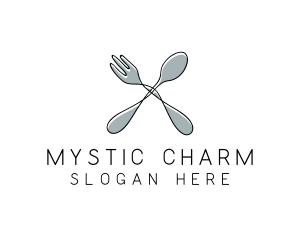 Spoon Fork Food Utensil logo design