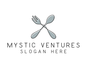 Spoon Fork Food Utensil logo design