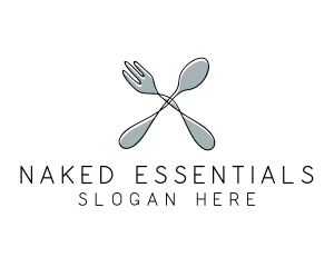 Spoon Fork Food Utensil logo design