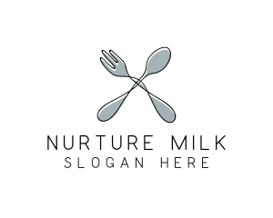 Spoon Fork Food Utensil logo design