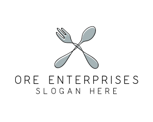 Spoon Fork Food Utensil logo design